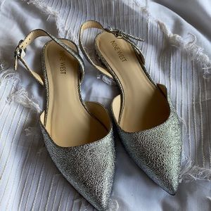 Nine West Silver Pointed Flats